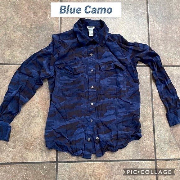 7 For All Mankind Tops - Blue Camouflage Shirt
